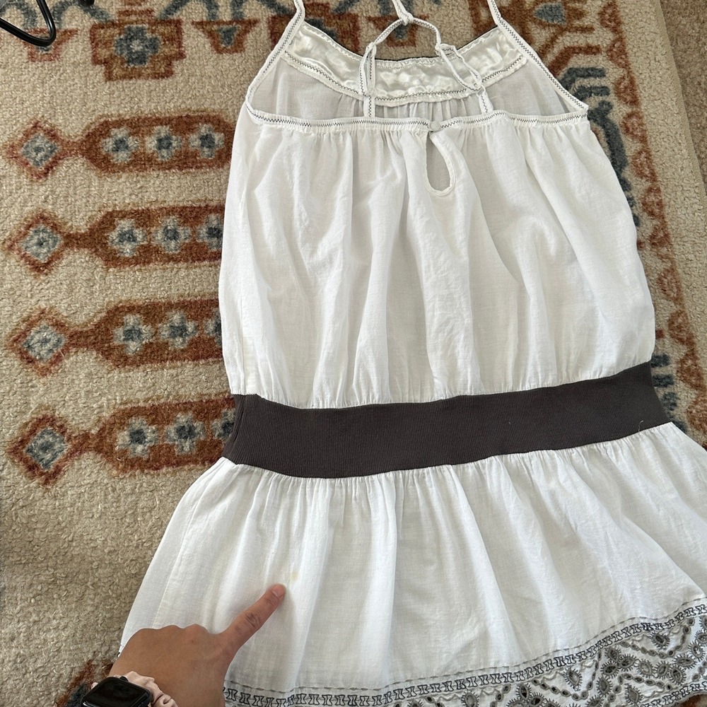 Forever 21 Y2K Womens White Embroidered T-Back Top Boho Summer - Picture 7 of 8
